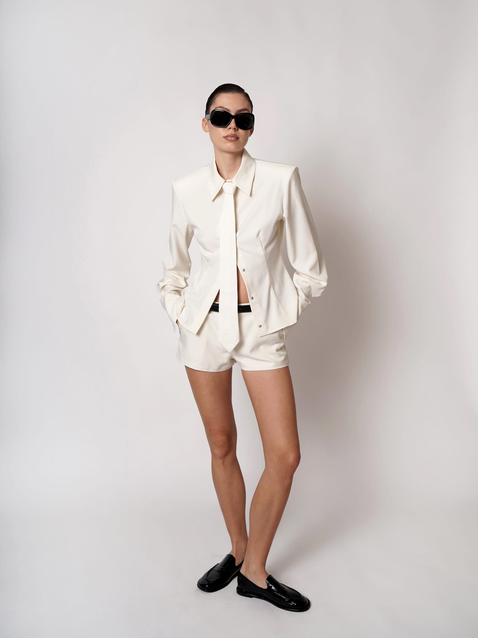 Alaia shorts, milk